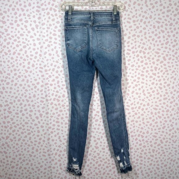 Flying Monkey Women’s Jeans 24 Waist Mid Rise‎ Ankle Skinny Distressed Raw Hem 0 - Picture 3 of 10